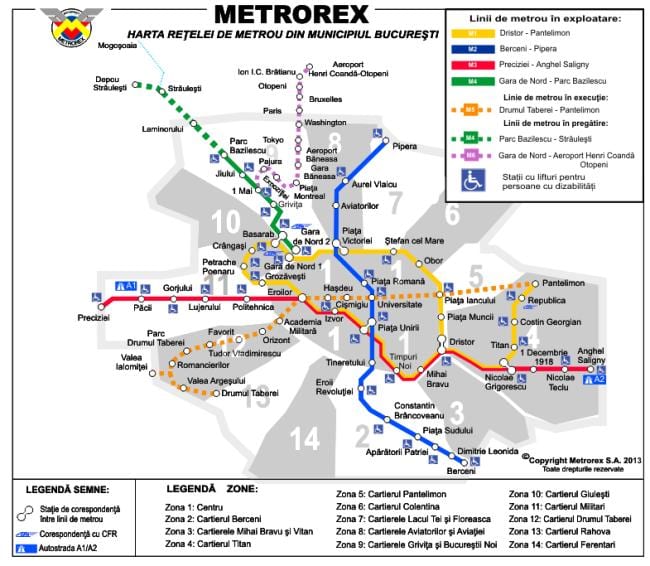 מפת הרכבת התחתית של בוקרשט